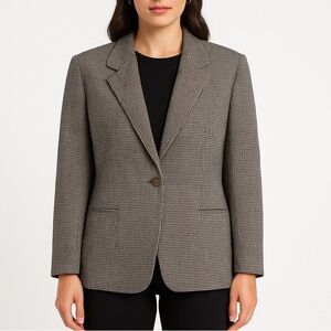 Braebrook tailored wool blend blazer structured houndstooth single button 14